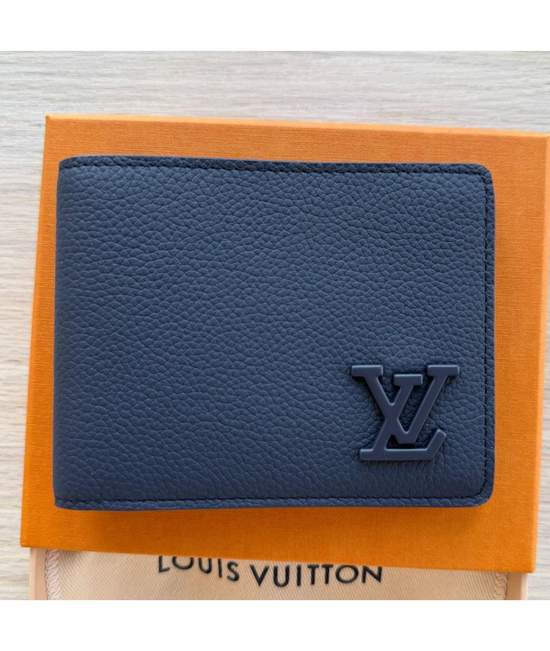 LOUIS VUITTON Темно-синий кожаный кошелек, фото 7