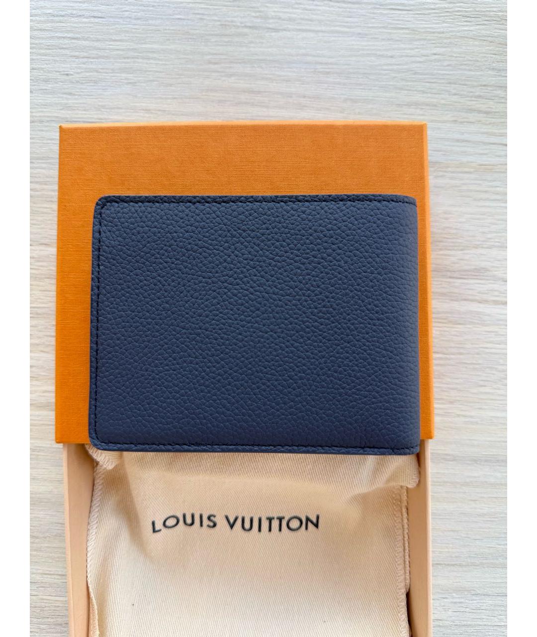 LOUIS VUITTON Темно-синий кожаный кошелек, фото 3