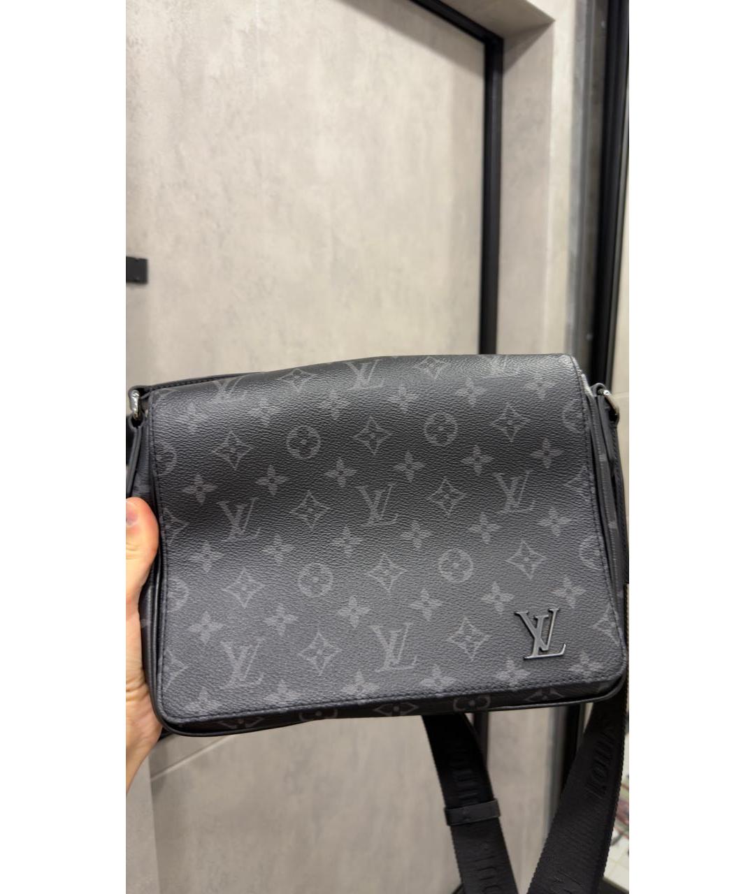 LOUIS VUITTON Черная сумка на плечо из канвы, фото 6