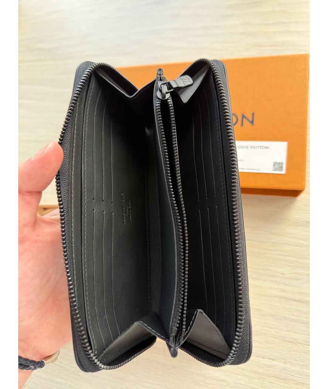 LOUIS VUITTON Черный кожаный кошелек, фото 5