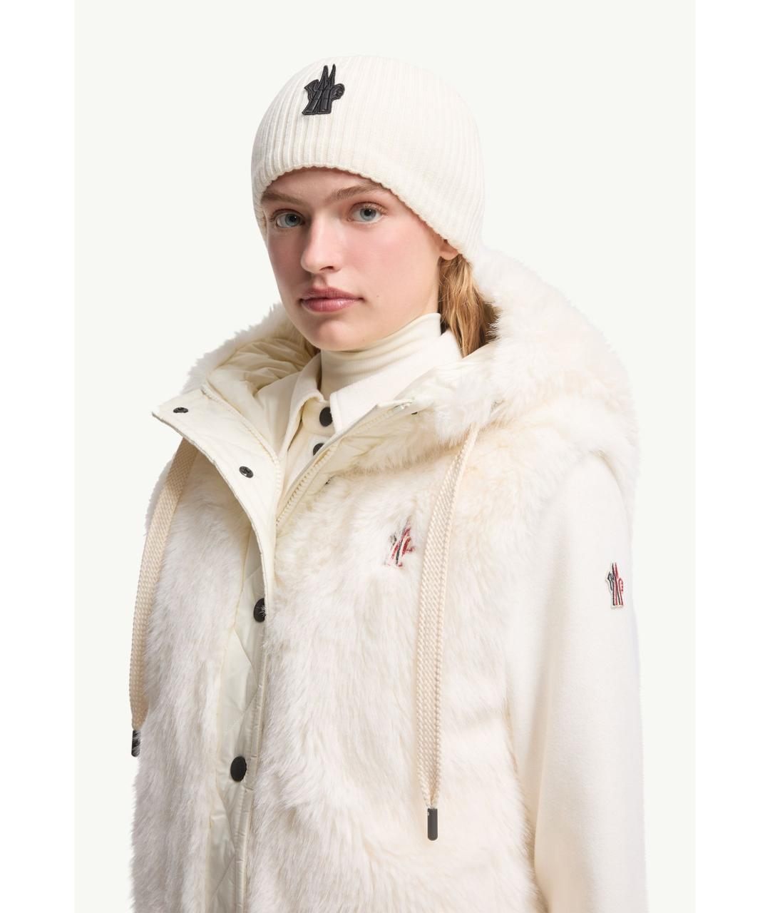 MONCLER Белая шерстяная повязка на голову, фото 2
