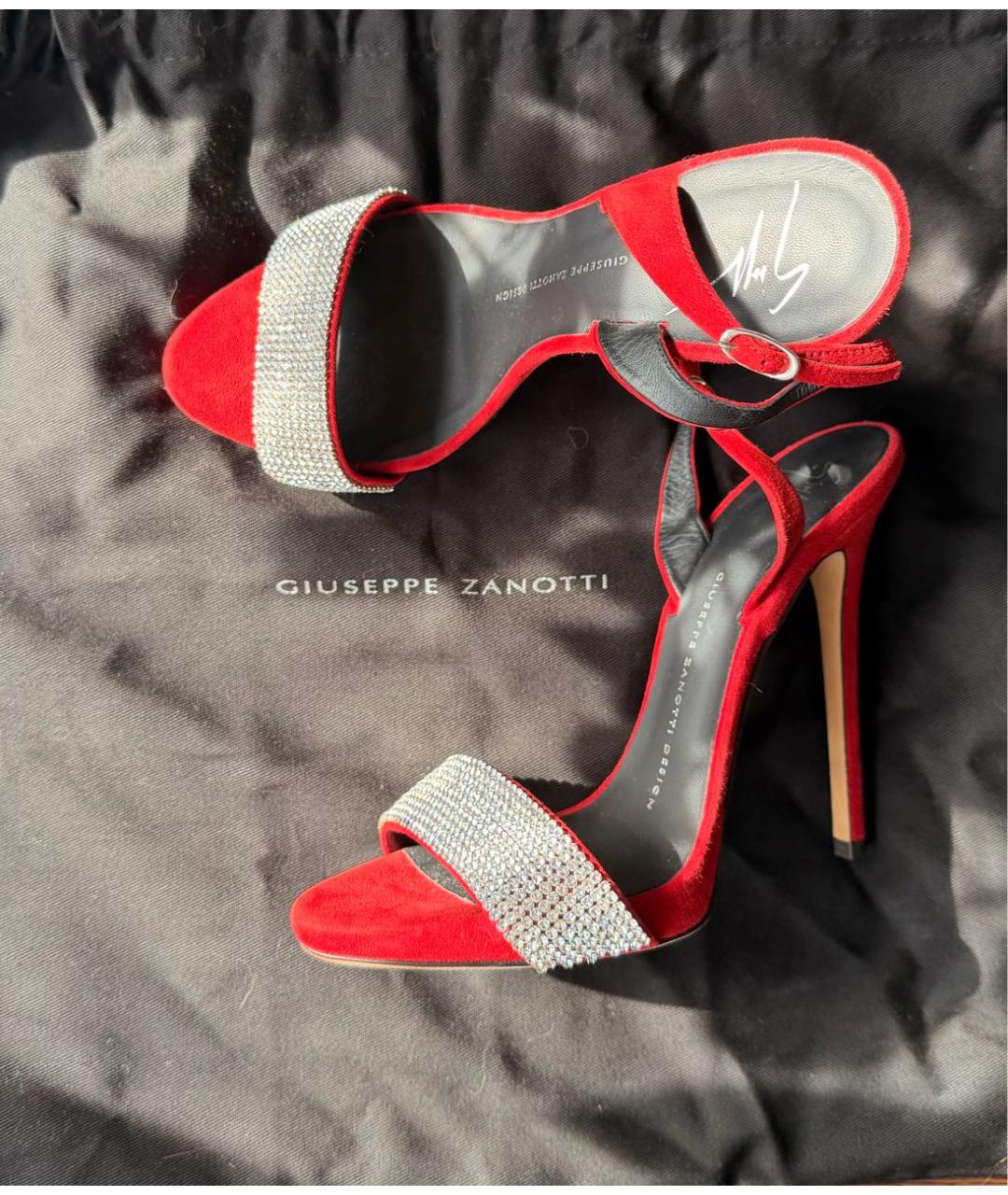 GIUSEPPE ZANOTTI DESIGN Красные замшевые босоножки, фото 4