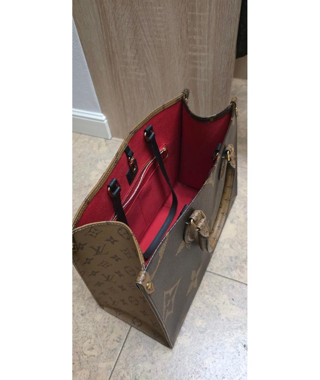 LOUIS VUITTON Коричневая сумка тоут из канвы, фото 4