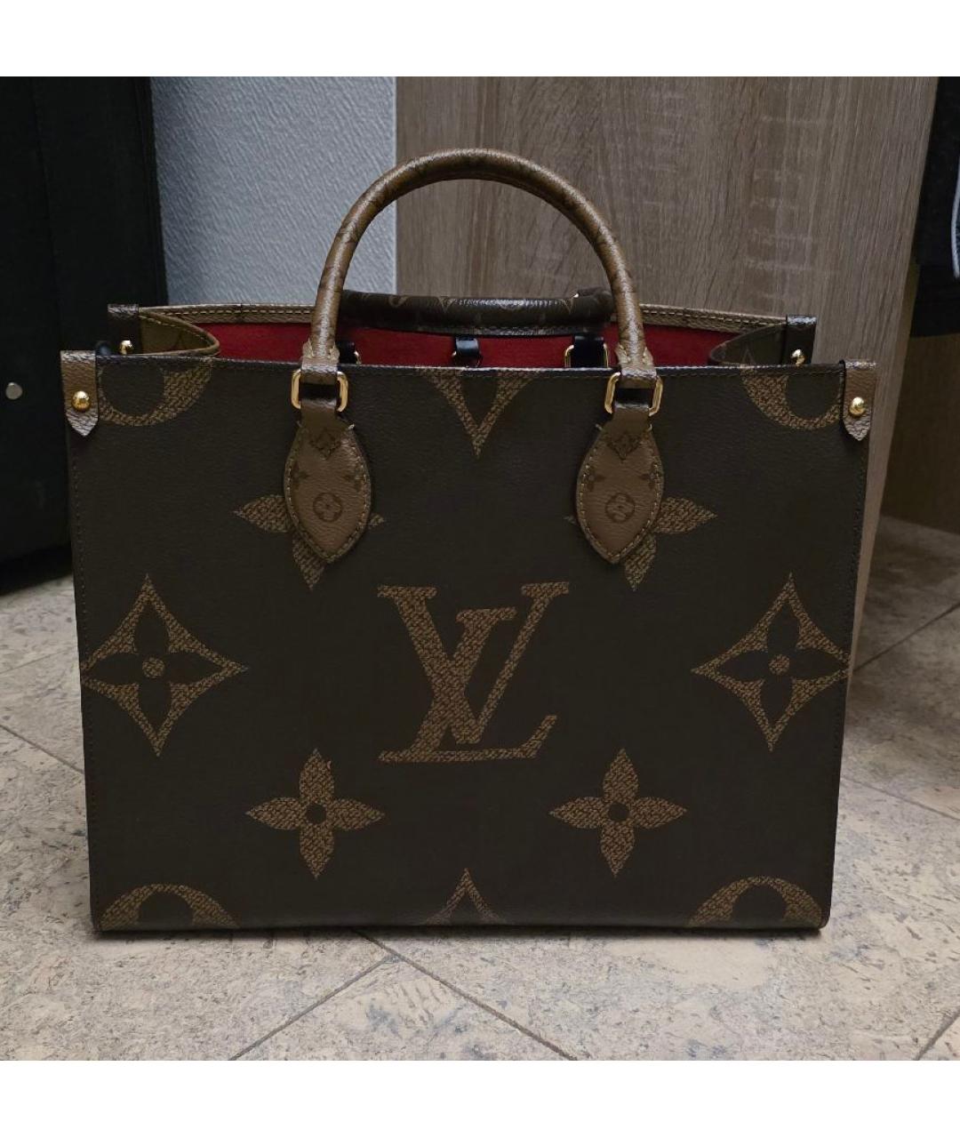 LOUIS VUITTON Коричневая сумка тоут из канвы, фото 5