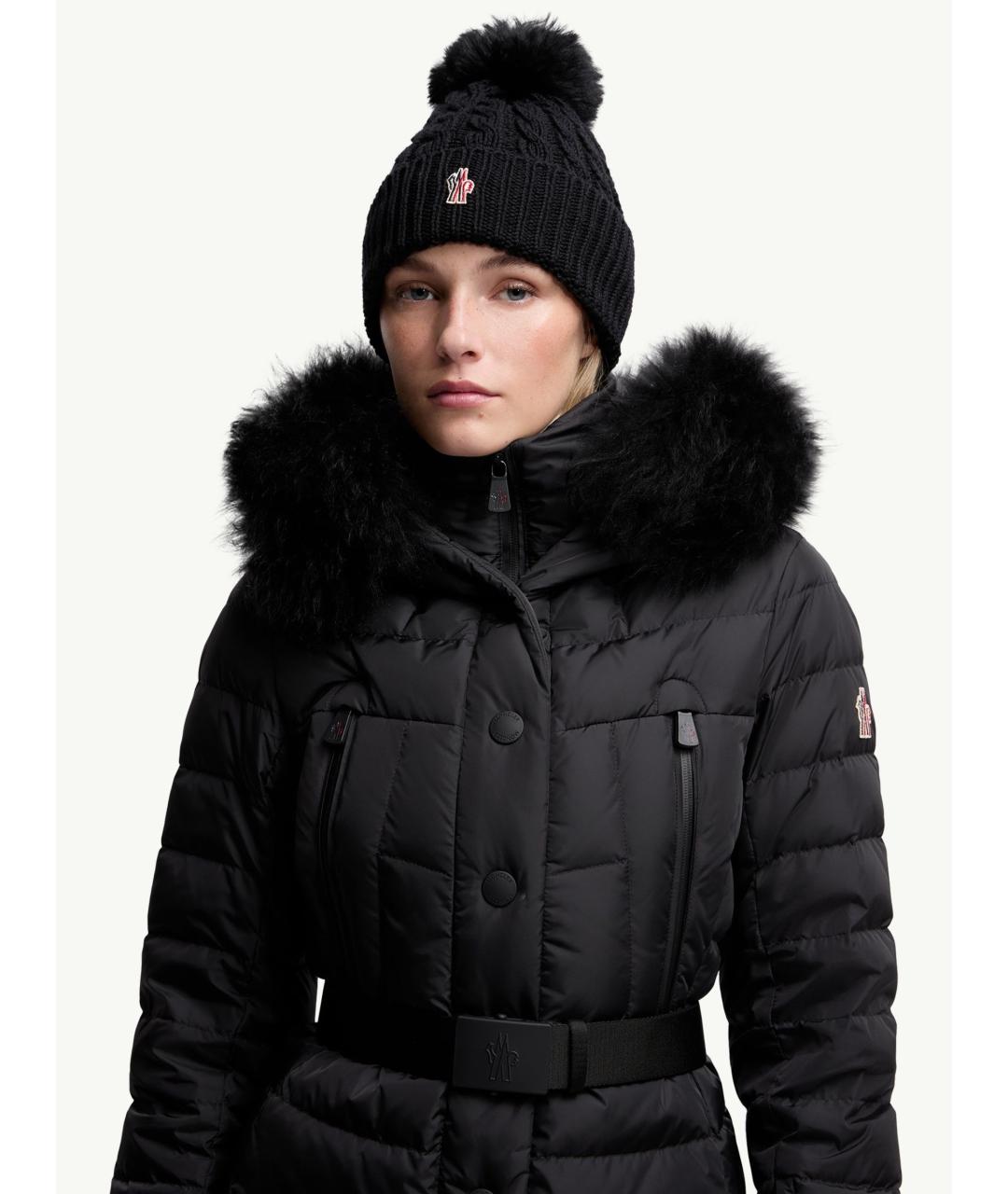 MONCLER Черная шерстяная шапка, фото 2