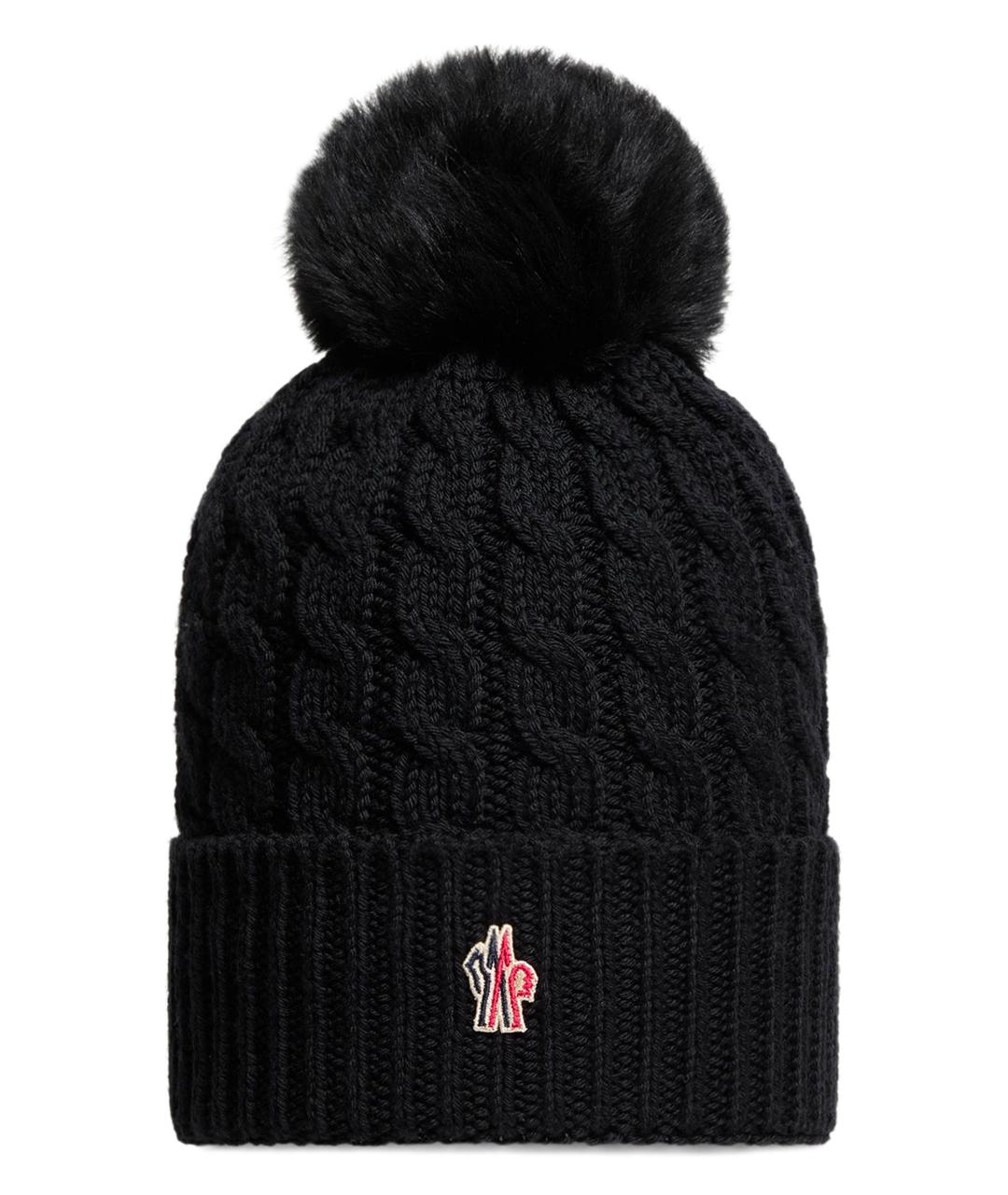 MONCLER Черная шерстяная шапка, фото 1