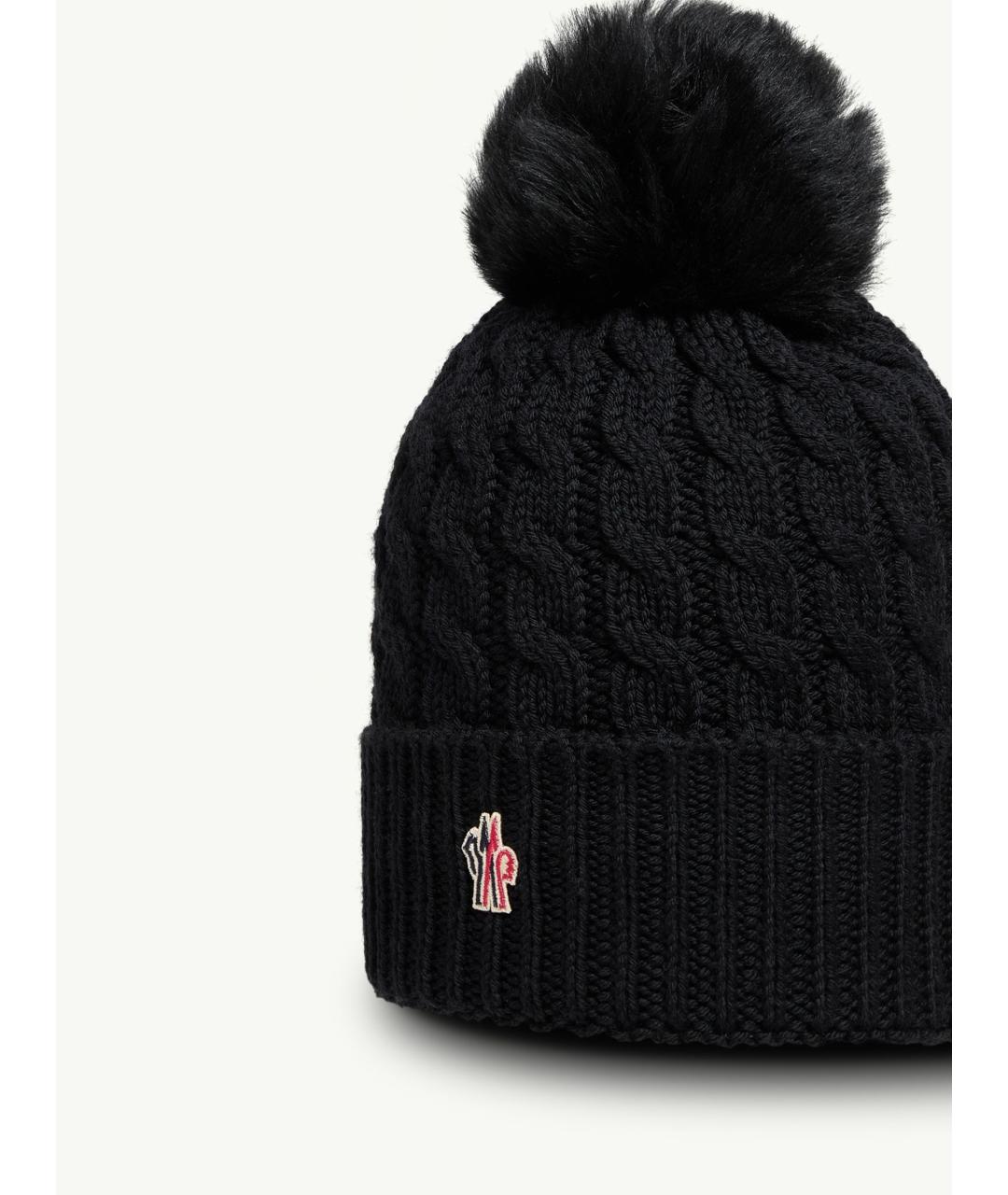 MONCLER Черная шерстяная шапка, фото 3
