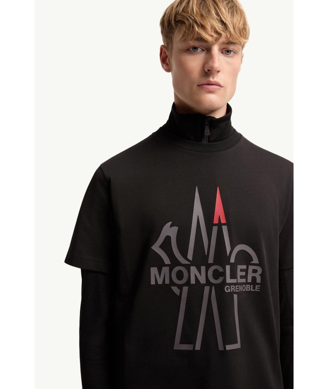 MONCLER Черная хлопковая футболка, фото 7