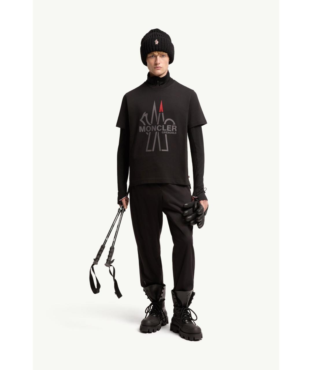 MONCLER Черная хлопковая футболка, фото 2
