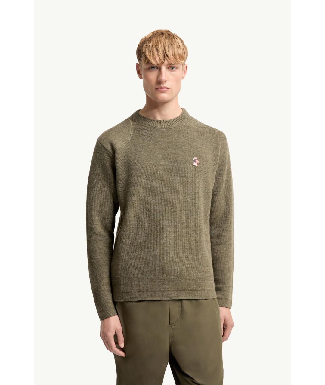 MONCLER Зеленый шерстяной джемпер / свитер, фото 4