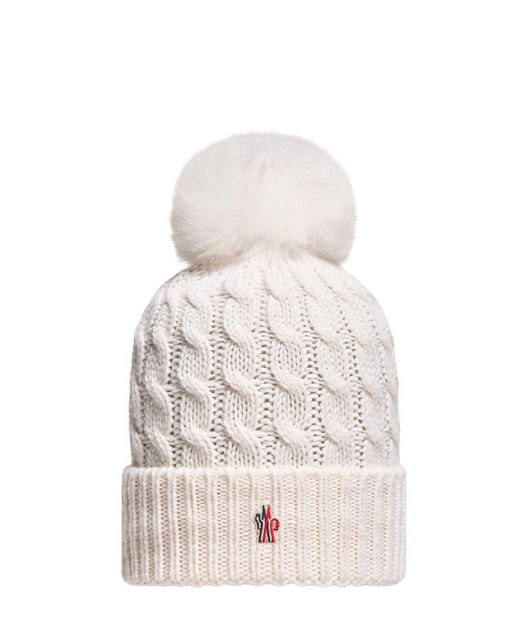 MONCLER Белая шерстяная шапка, фото 1