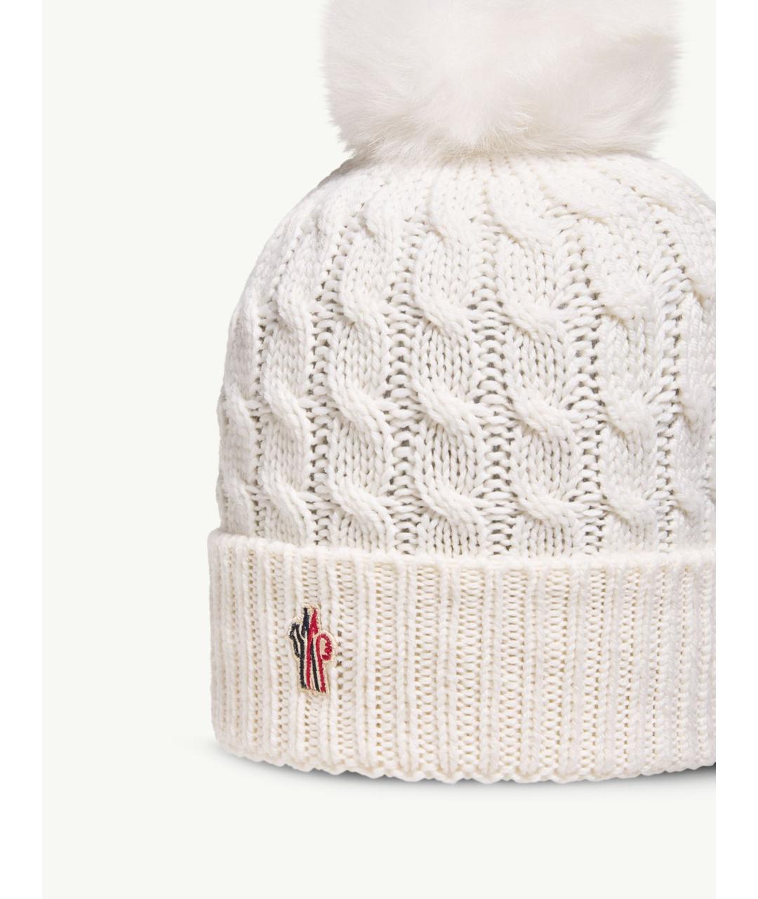 MONCLER Белая шерстяная шапка, фото 3
