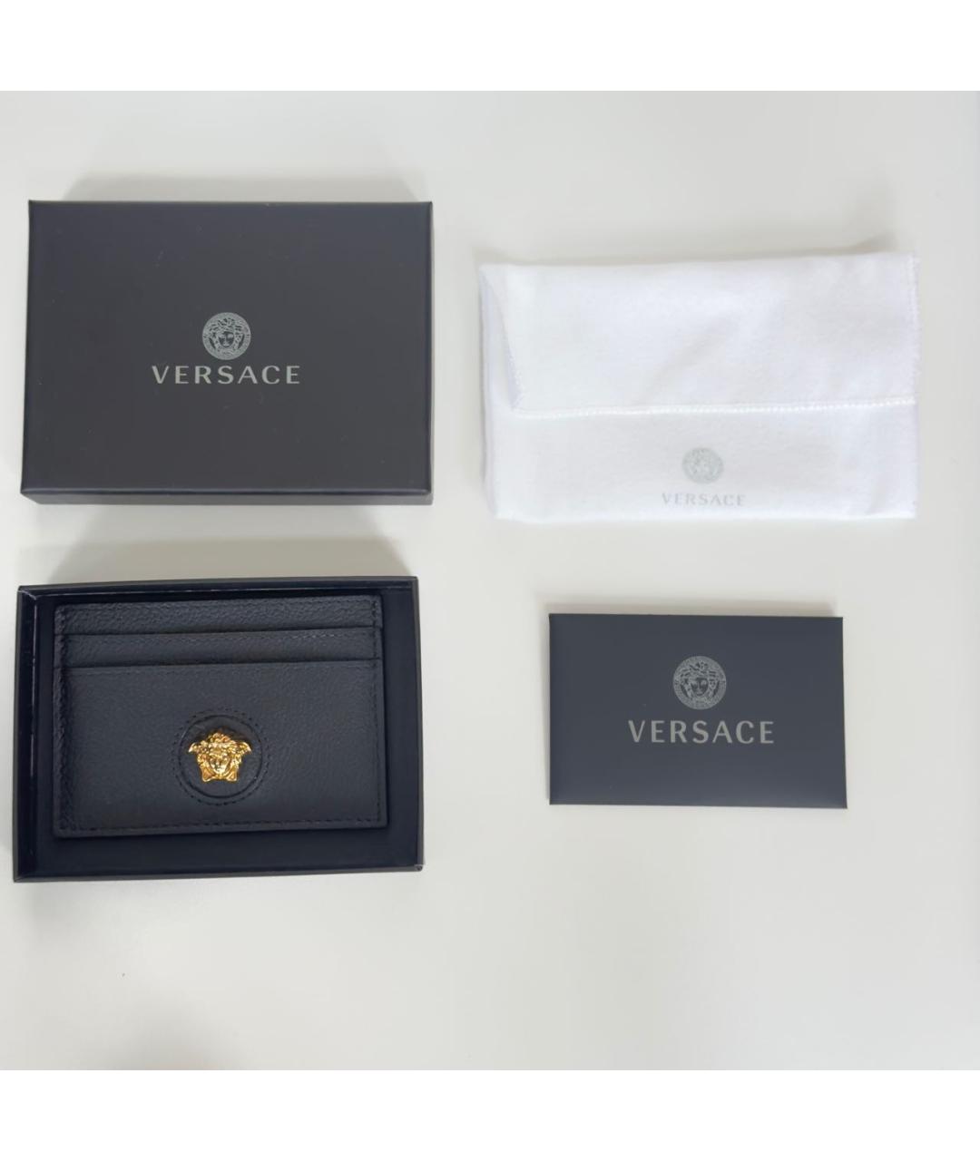 VERSACE Черный кожаный кардхолдер, фото 2