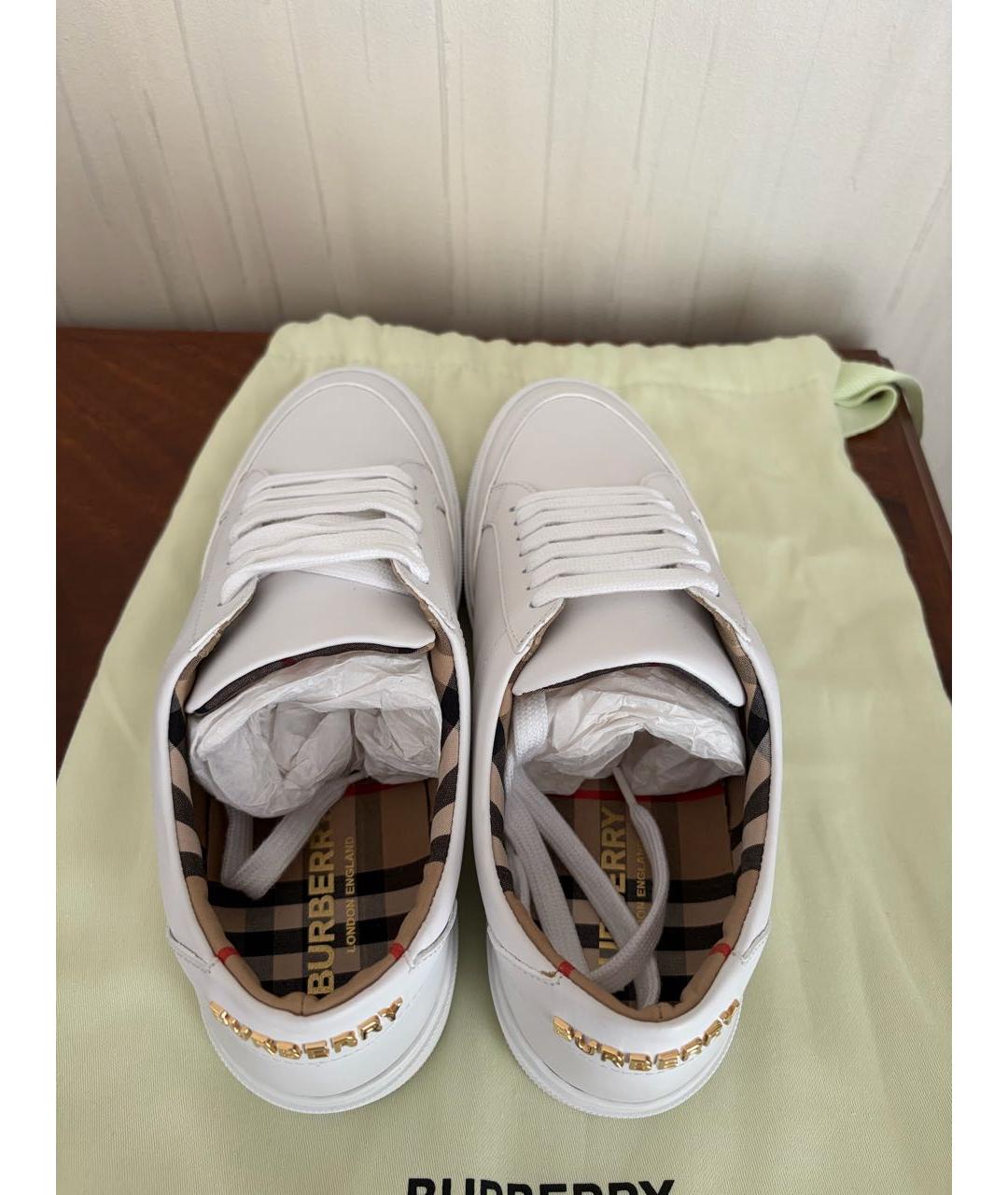 BURBERRY Белые кожаные кеды, фото 3