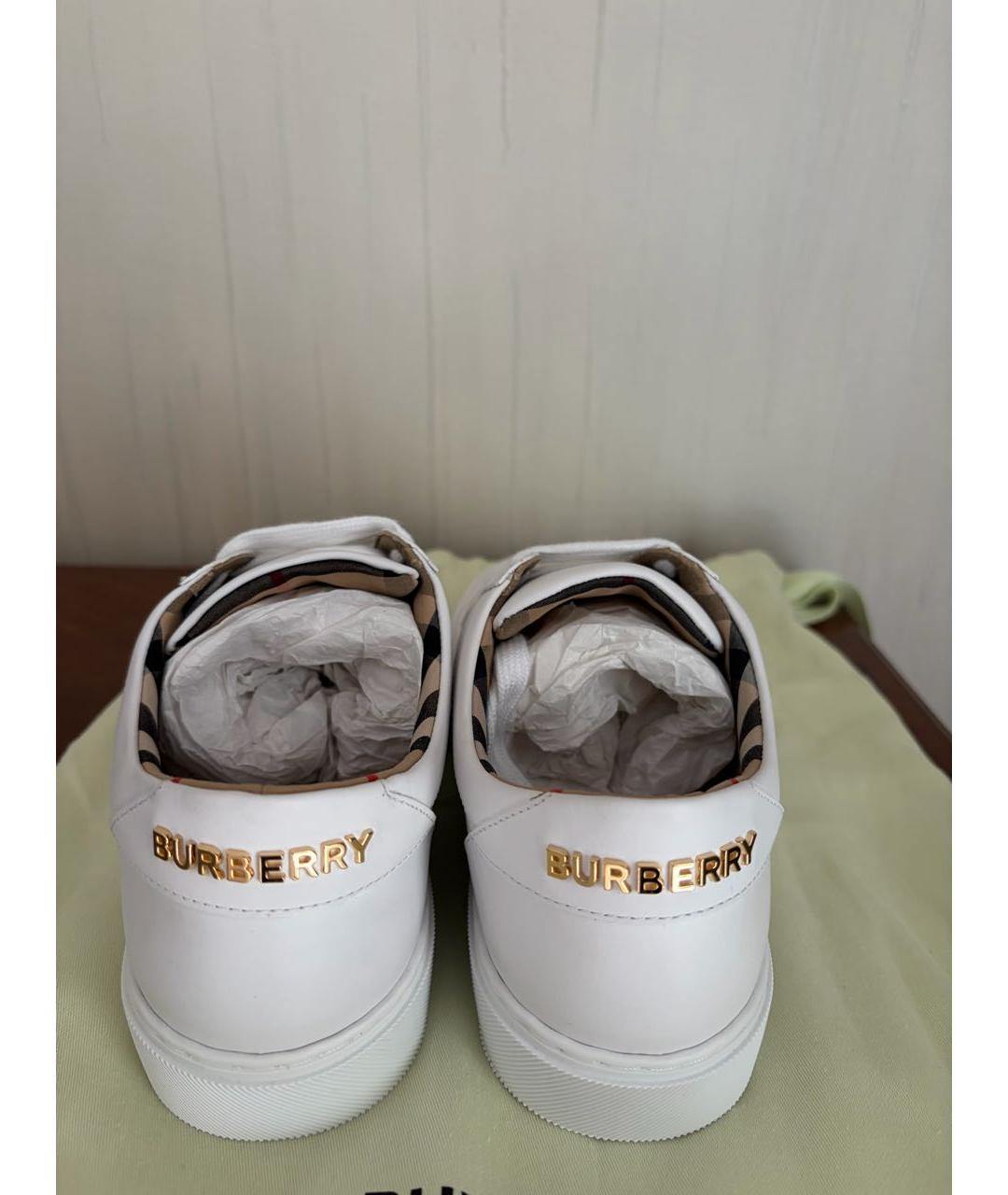BURBERRY Белые кожаные кеды, фото 4