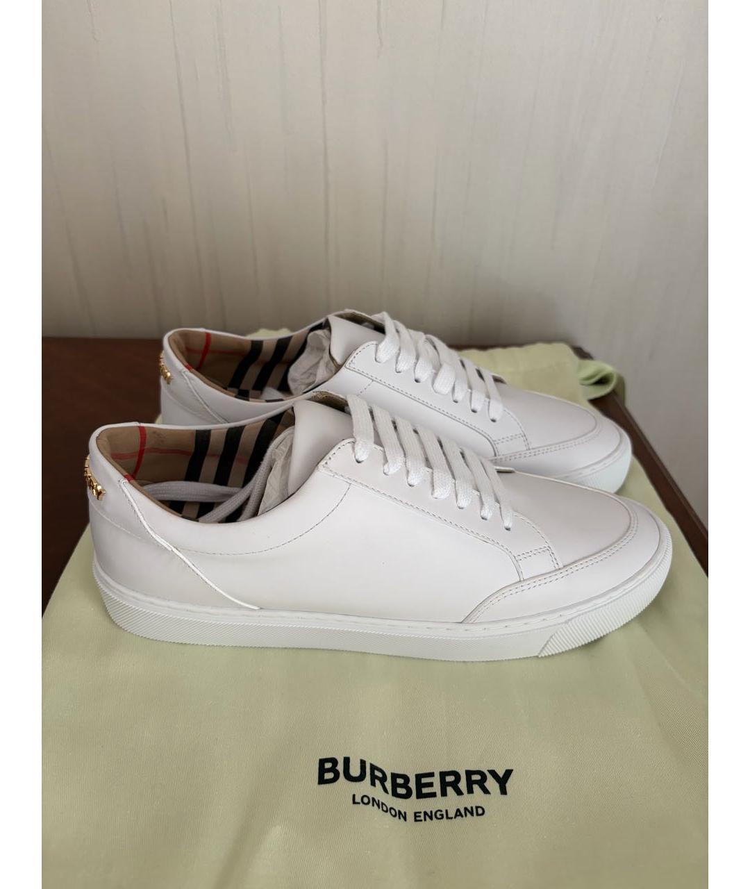 BURBERRY Белые кожаные кеды, фото 5
