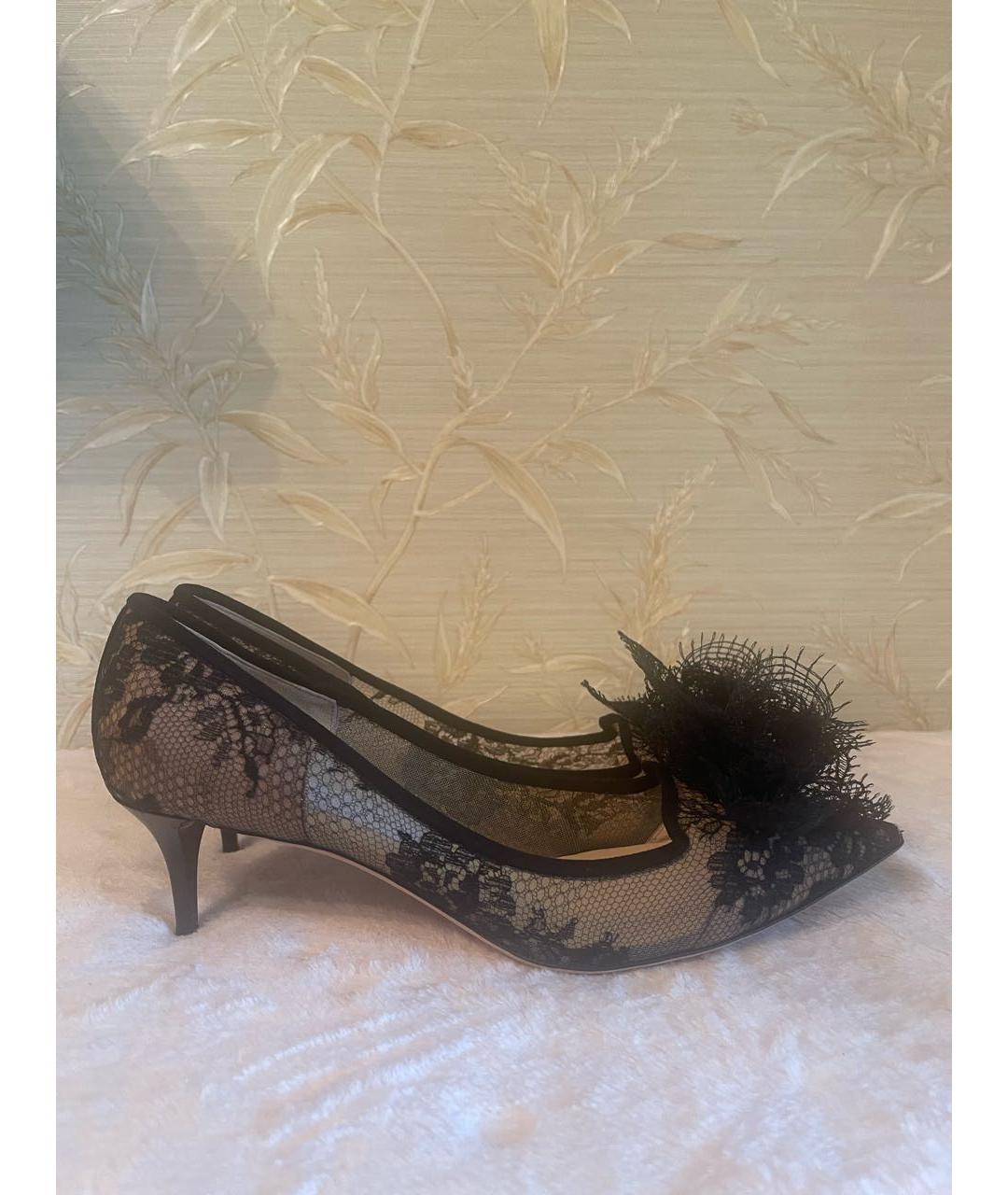 JIMMY CHOO Черные текстильные лодочки на низком каблуке, фото 7