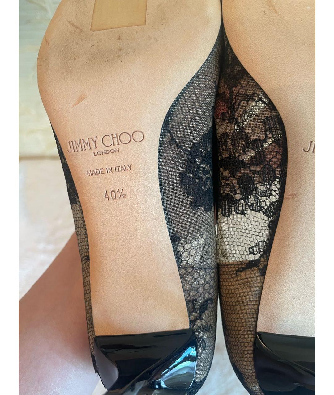 JIMMY CHOO Черные текстильные лодочки на низком каблуке, фото 5