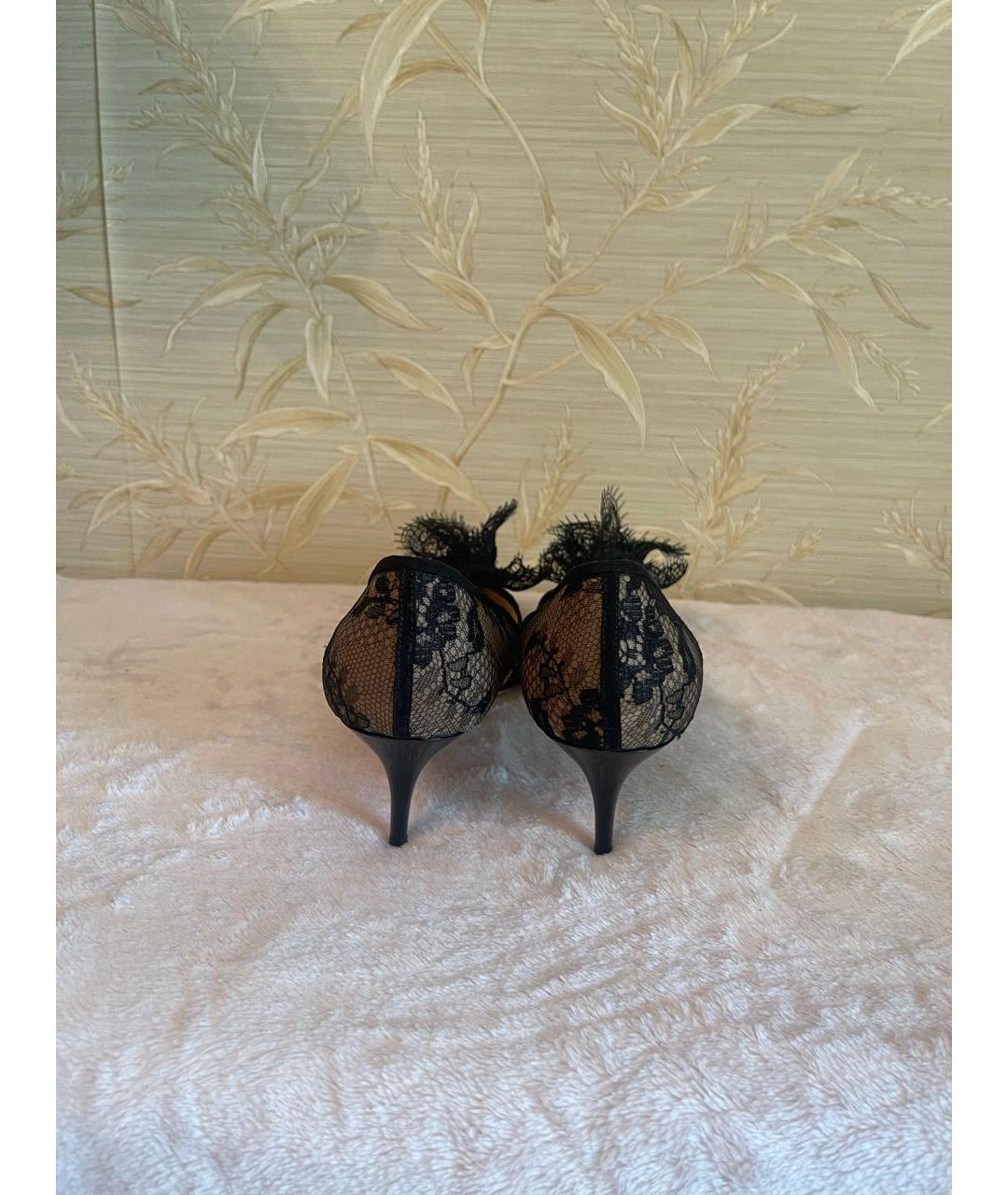 JIMMY CHOO Черные текстильные лодочки на низком каблуке, фото 4