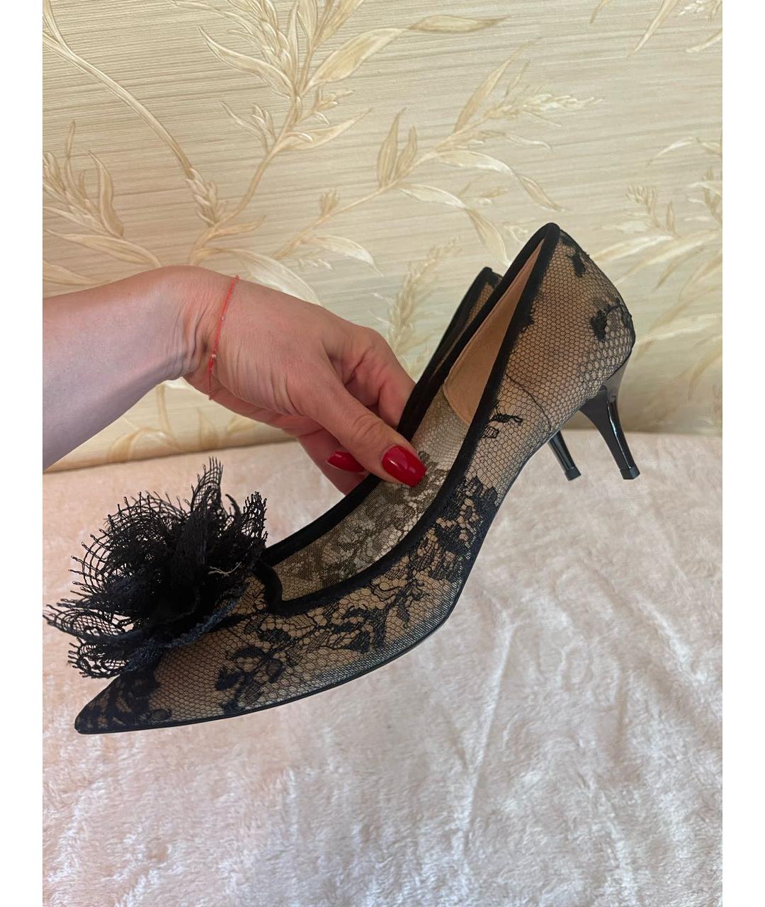 JIMMY CHOO Черные текстильные лодочки на низком каблуке, фото 6