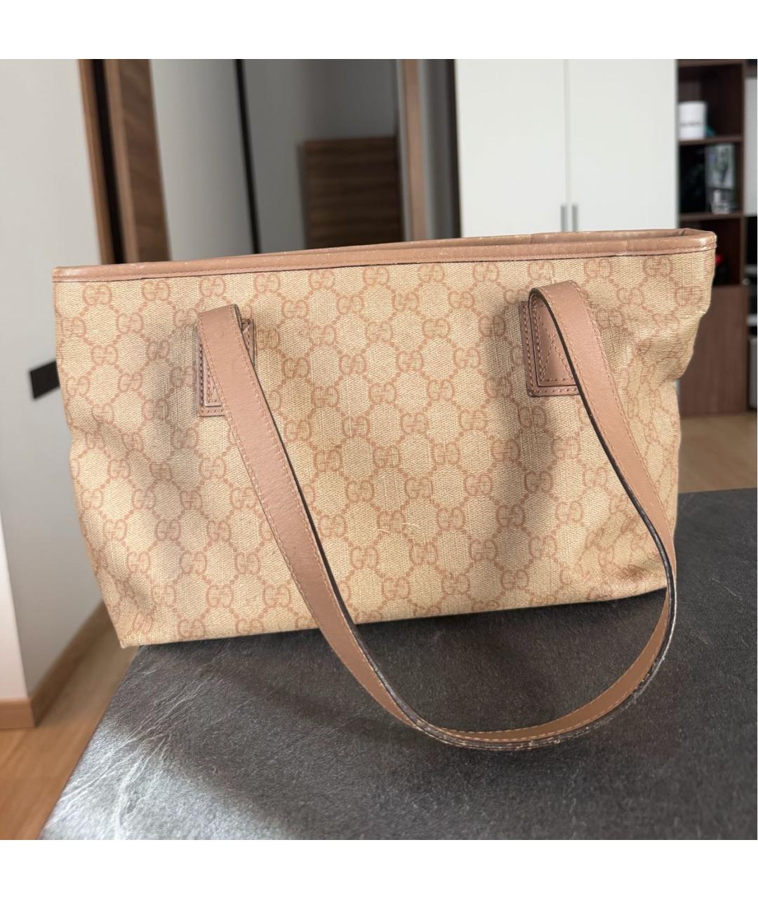 GUCCI Бежевая сумка тоут из канвы, фото 2