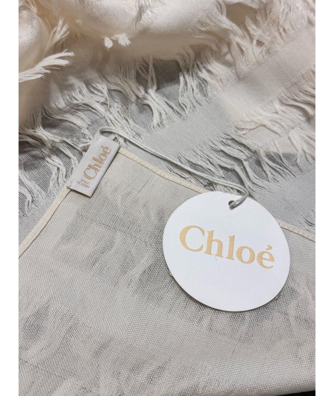 CHLOE Бежевый шерстяной шарф, фото 4