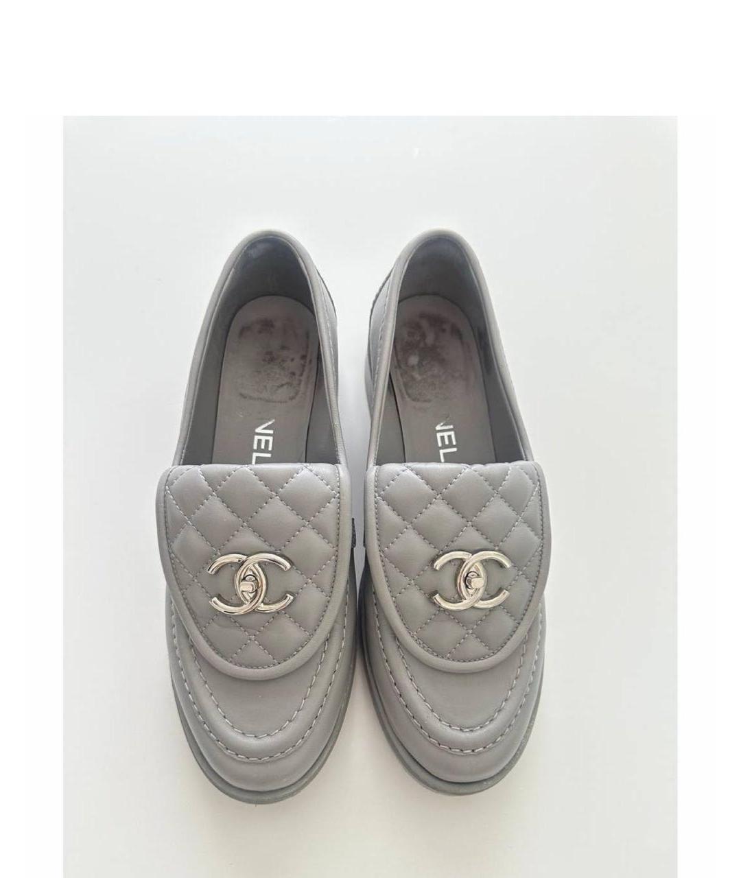 CHANEL Серые кожаные лоферы, фото 2
