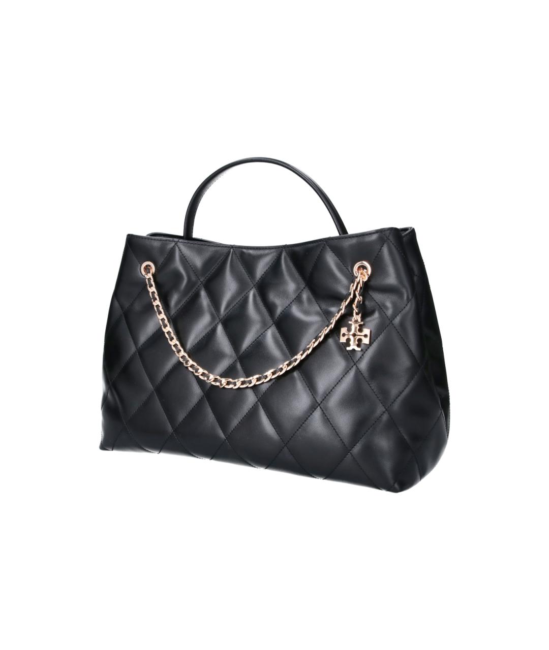 TORY BURCH Черная кожаная сумка тоут, фото 2