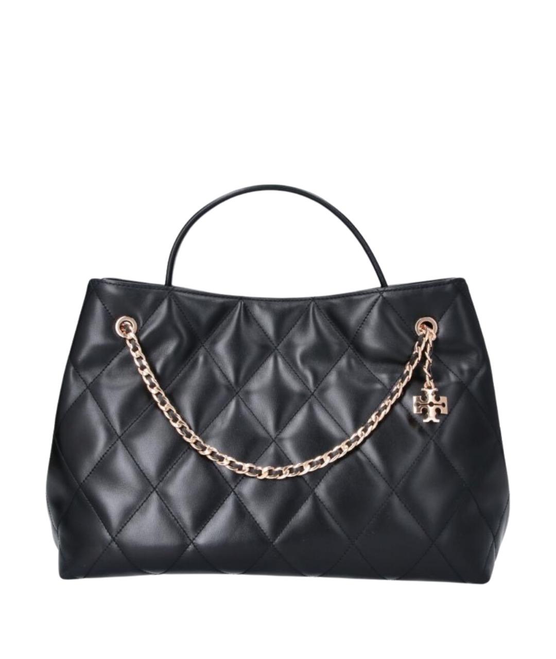 TORY BURCH Черная кожаная сумка тоут, фото 1