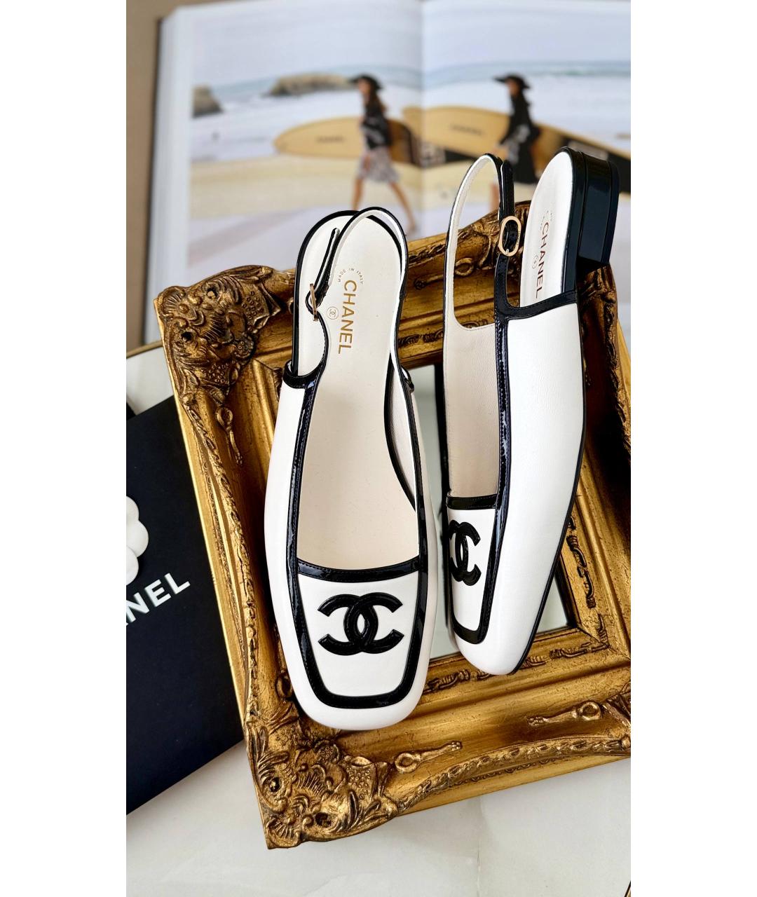 CHANEL Белые кожаные босоножки, фото 10