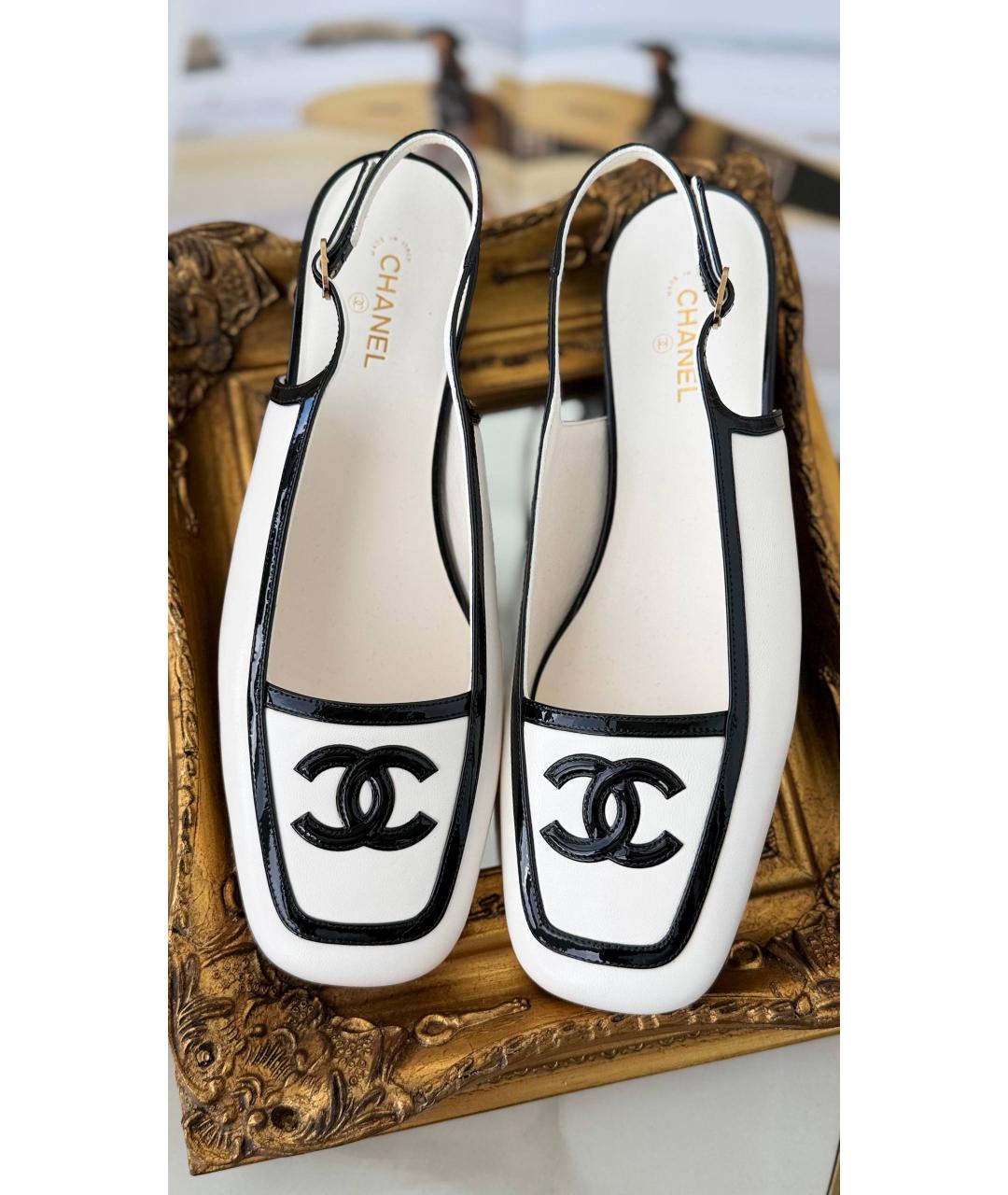 CHANEL Белые кожаные босоножки, фото 3