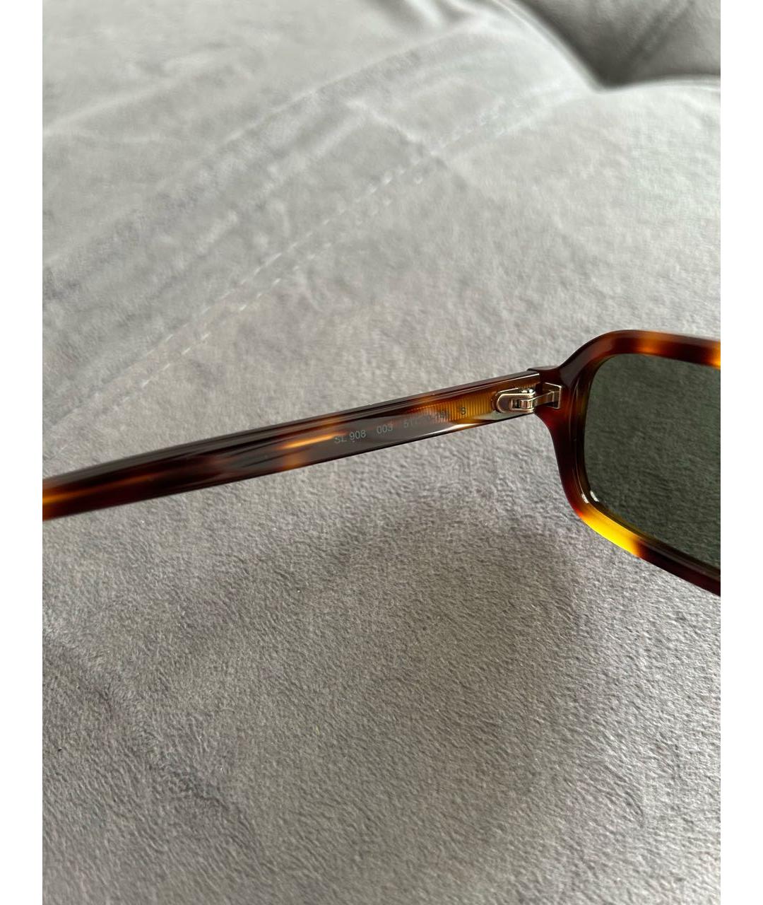 SAINT LAURENT Коричневые пластиковые солнцезащитные очки, фото 3