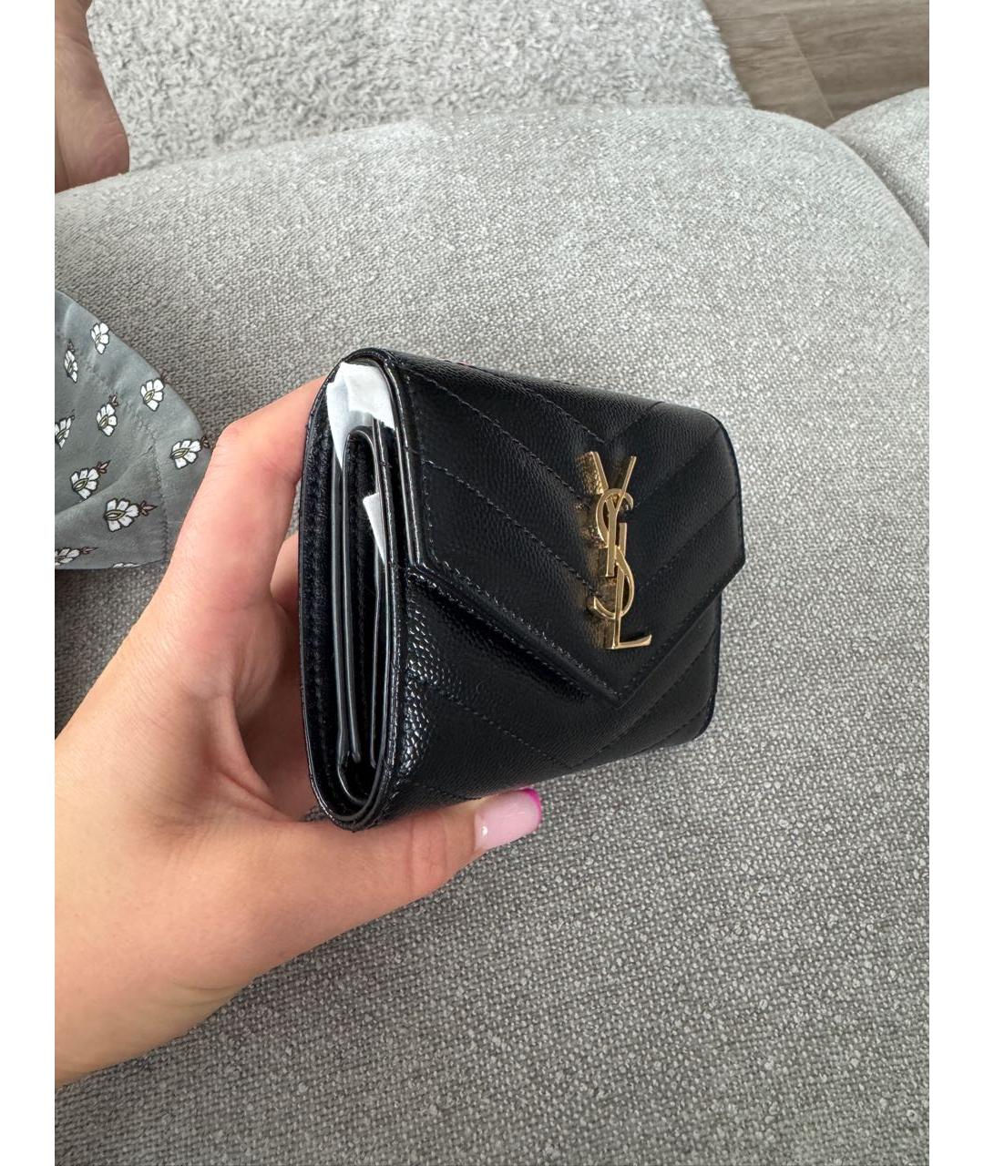 SAINT LAURENT Черный кожаный кошелек, фото 2