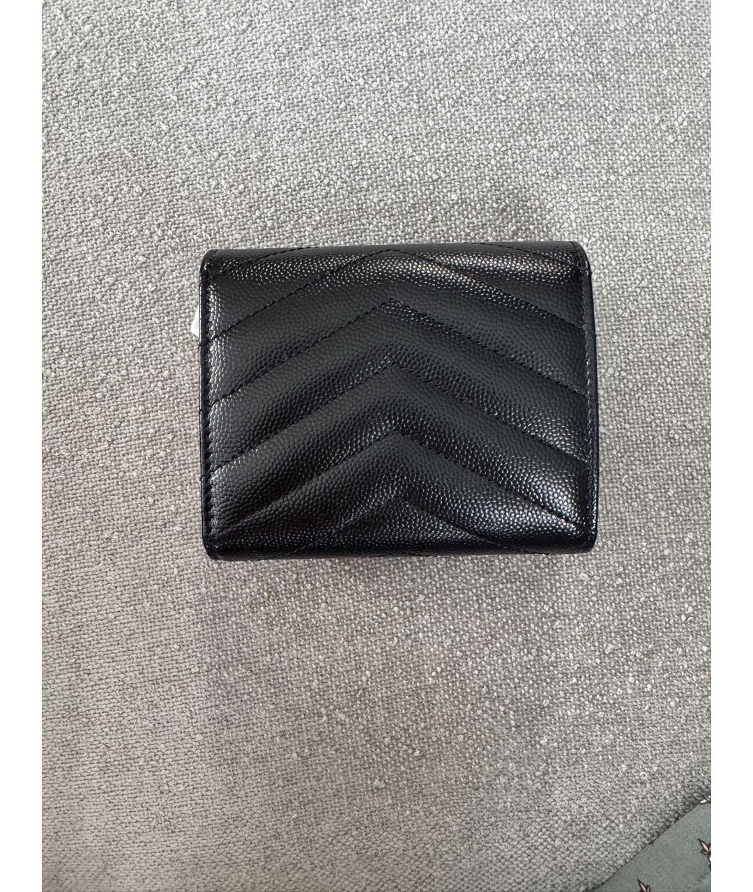 SAINT LAURENT Черный кожаный кошелек, фото 3