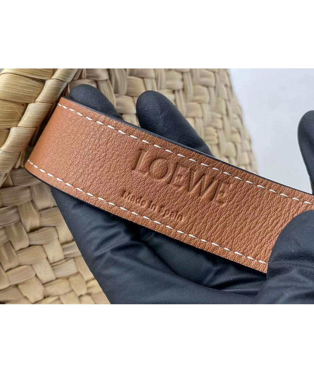 LOEWE Коричневая рафиевая сумка с короткими ручками, фото 4