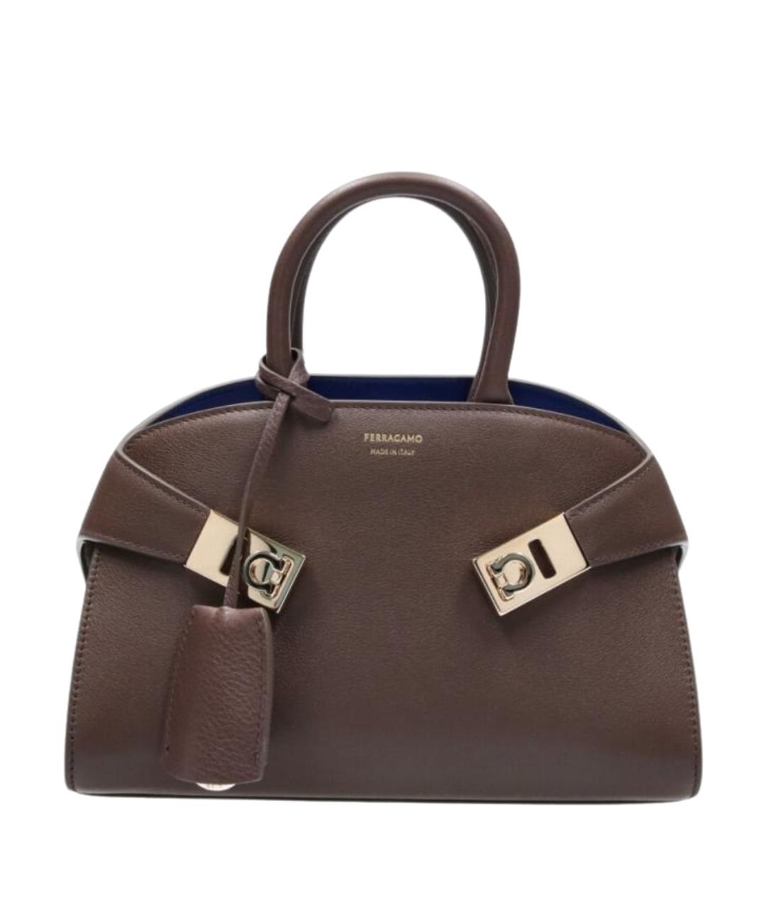 FERRAGAMO Коричневая кожаная сумка тоут, фото 1