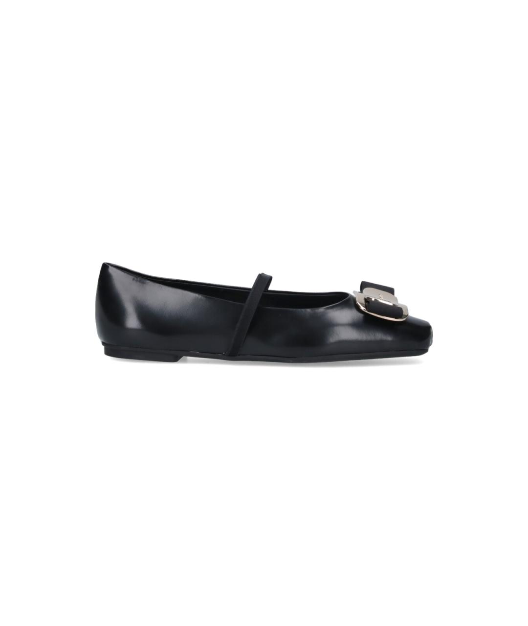 FERRAGAMO Черные кожаные балетки, фото 6
