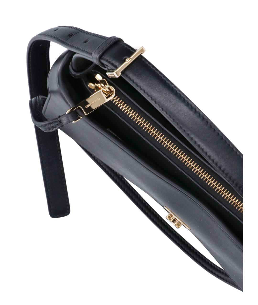 FERRAGAMO Черная кожаная сумка через плечо, фото 4