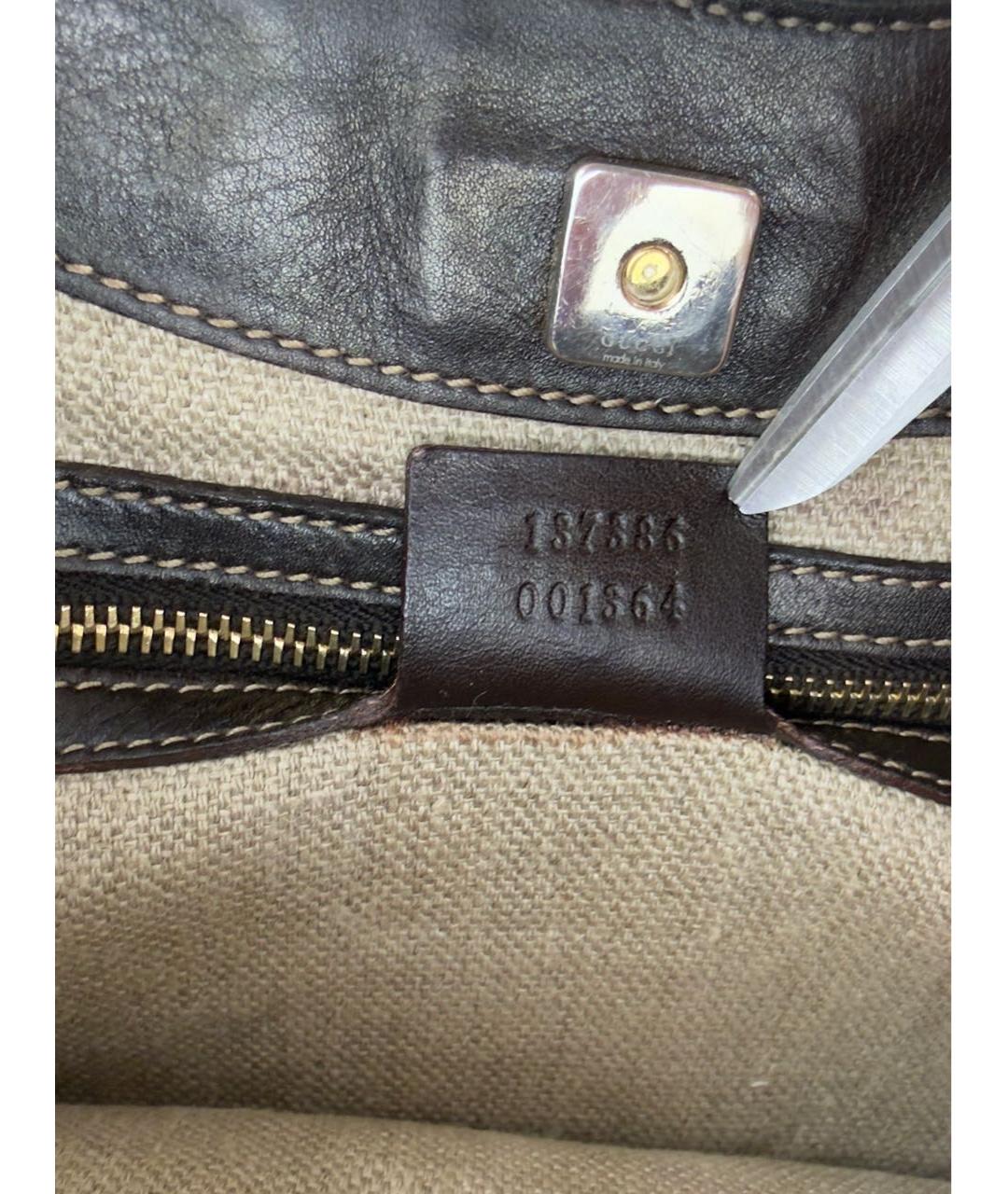 GUCCI Бежевая сумка с короткими ручками из канвы, фото 7