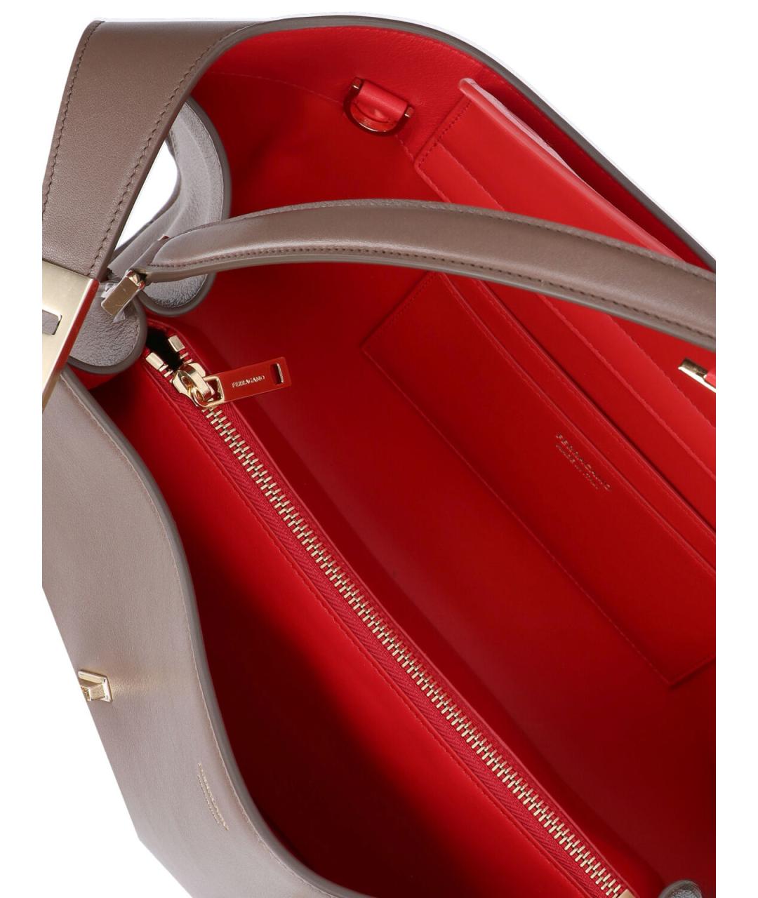 FERRAGAMO Коричневая кожаная сумка тоут, фото 4