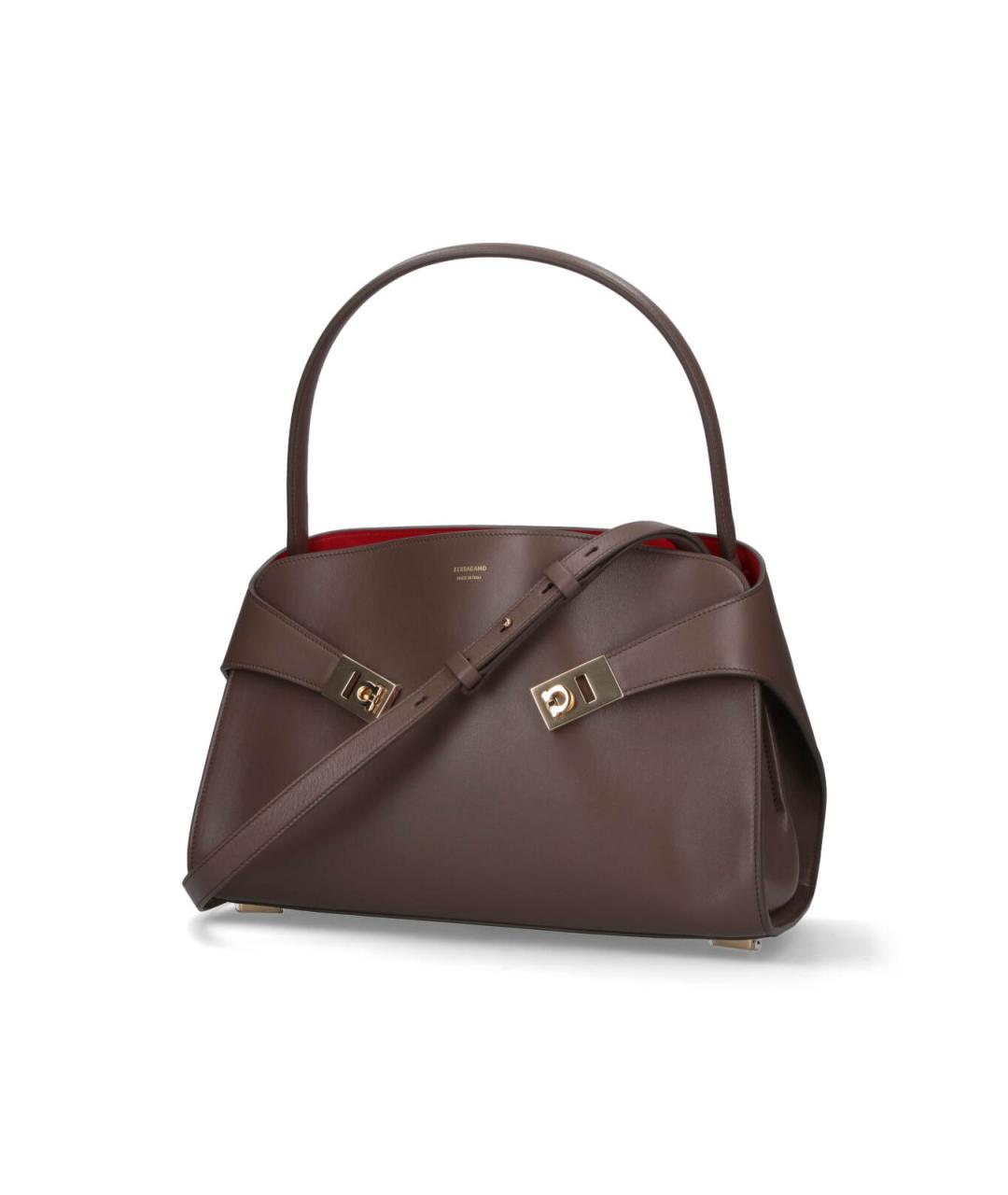 FERRAGAMO Коричневая кожаная сумка тоут, фото 2