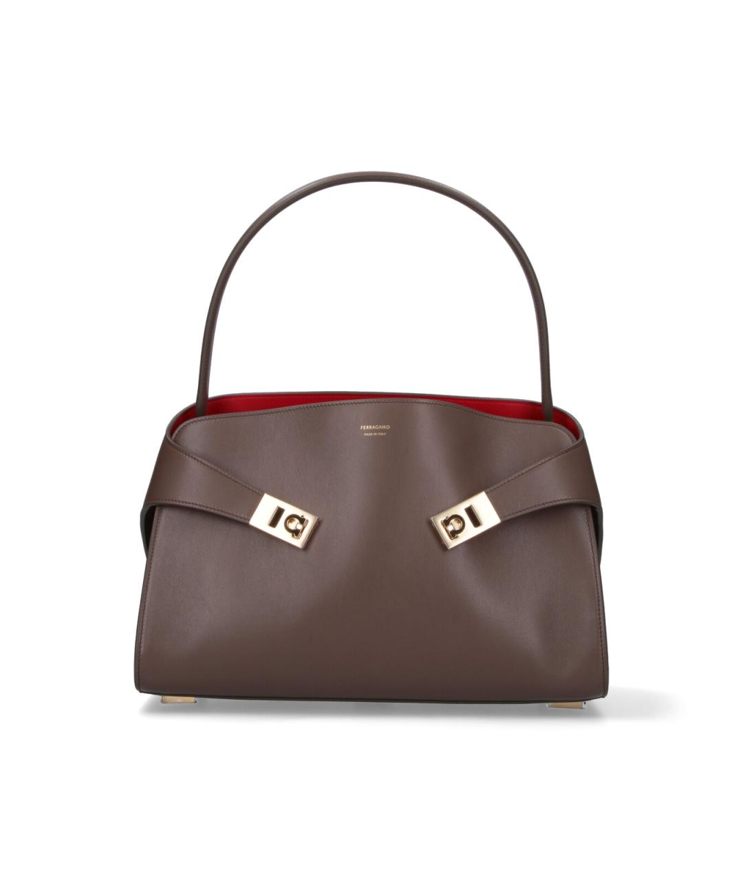 FERRAGAMO Коричневая кожаная сумка тоут, фото 1