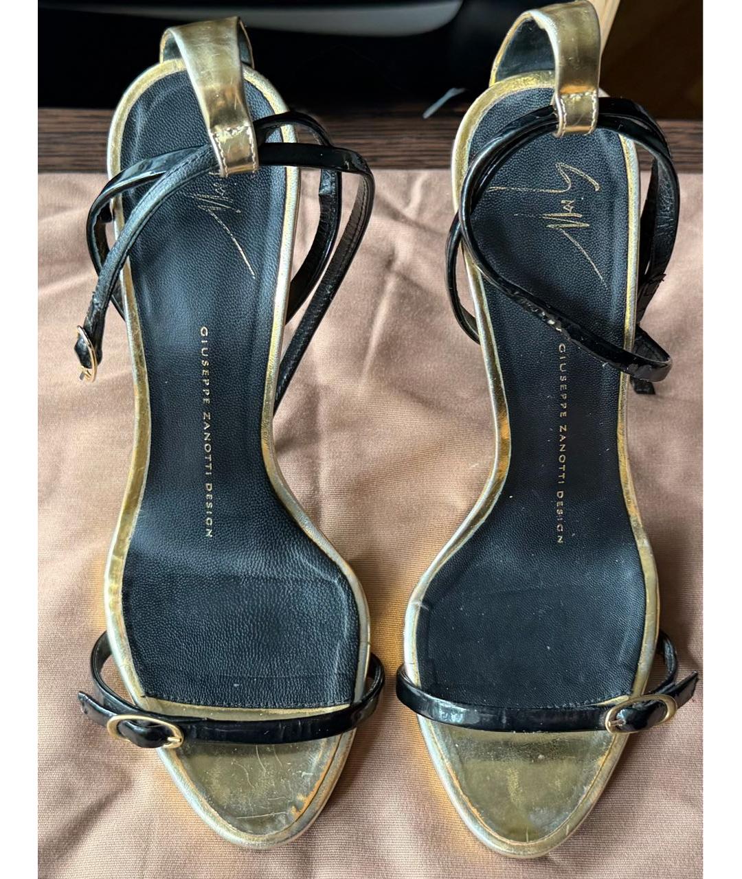 GIUSEPPE ZANOTTI DESIGN Золотые кожаные босоножки, фото 2
