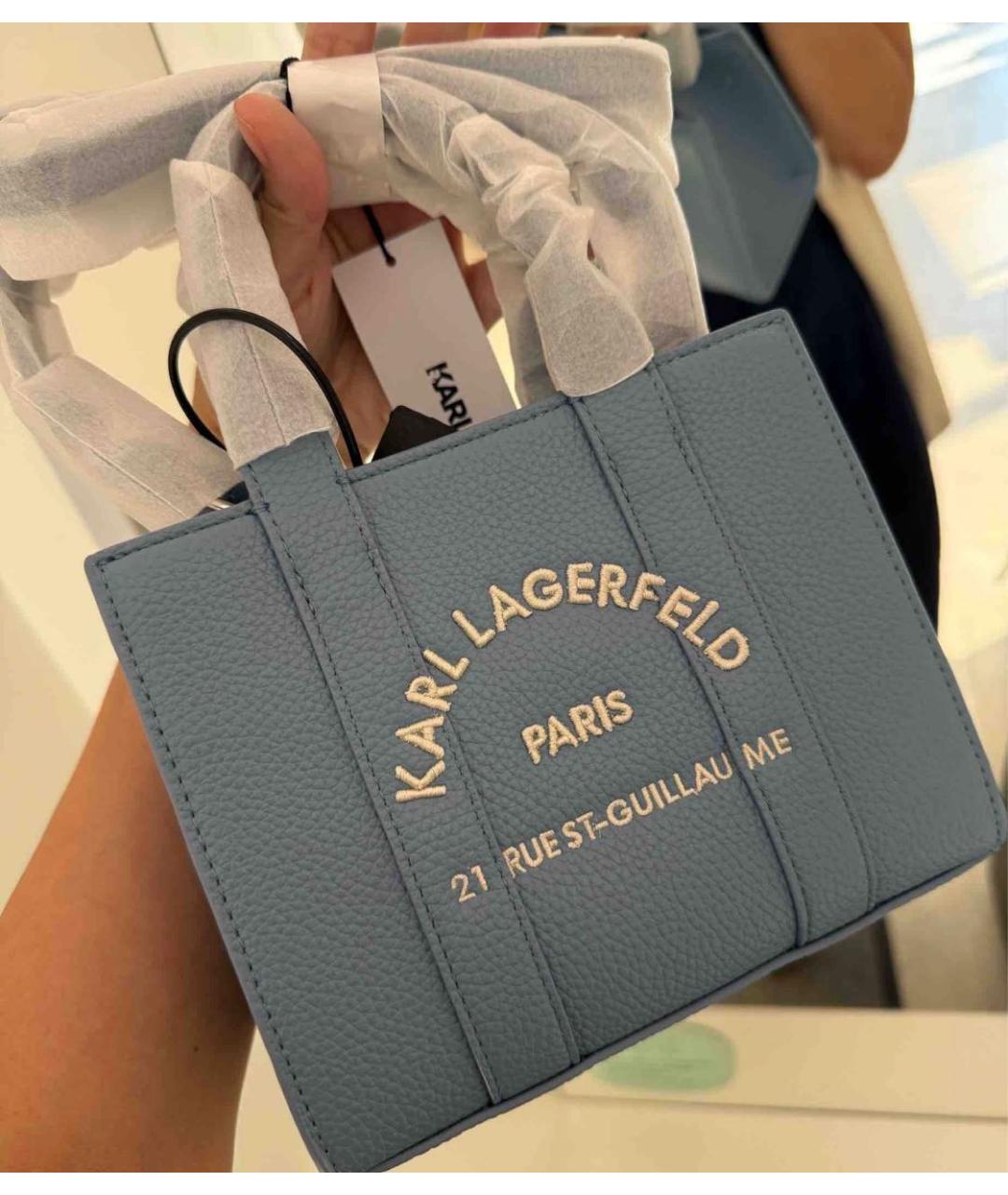 KARL LAGERFELD Голубая сумка тоут из искусственной кожи, фото 6