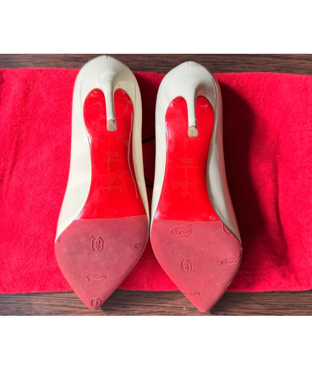 CHRISTIAN LOUBOUTIN Белые кожаные туфли, фото 3