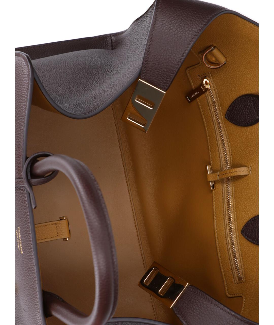 FERRAGAMO Коричневая кожаная сумка тоут, фото 4