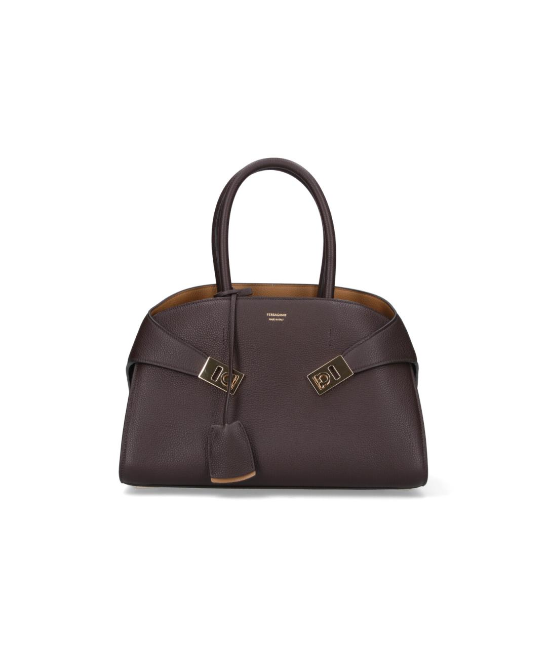 FERRAGAMO Коричневая кожаная сумка тоут, фото 6