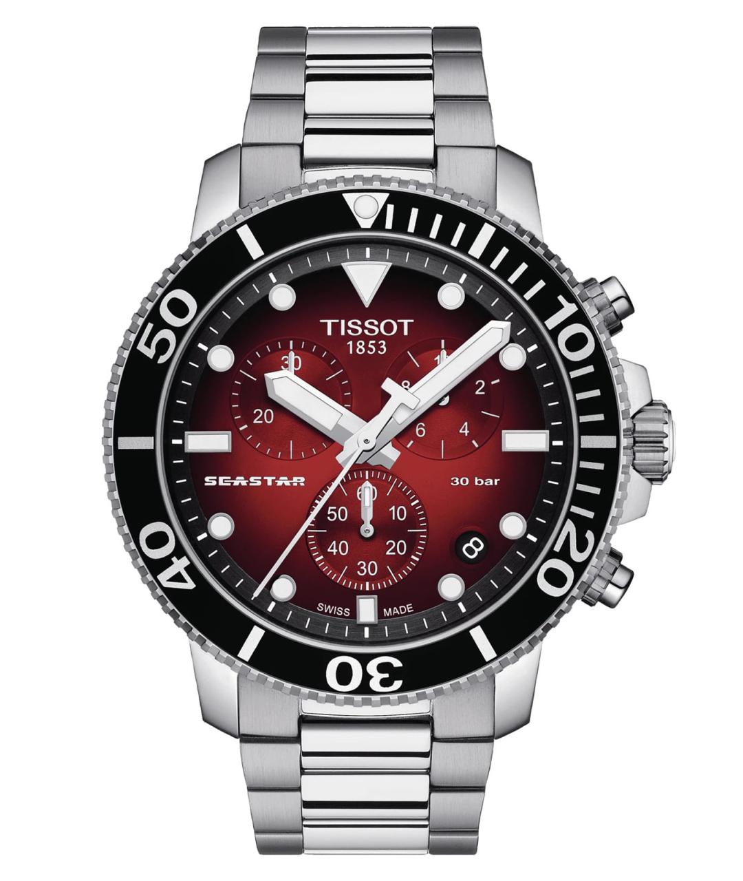 TISSOT Красные стальные часы, фото 1