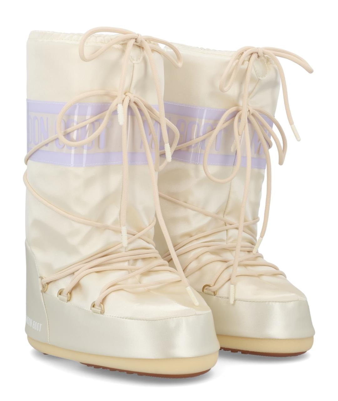 MOON BOOT Белые кожаные ботинки, фото 2