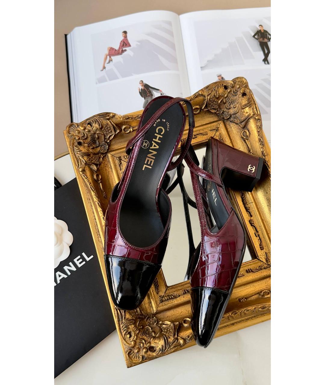 CHANEL Бордовые кожаные туфли, фото 9